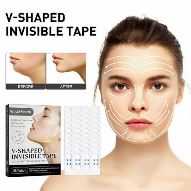 40Pcs/Set Sticker Invisible Thin V-Shape Face Facial Label Lift Up Adhesive Tape