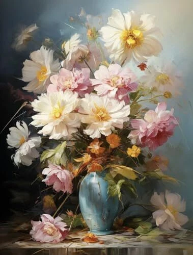 Kit Peinture Par Numéros Adulte - Lot De 2 Toiles Avec Cadre - Fleurs - Inclut Pinceaux Et Peintures