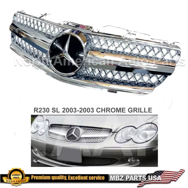 R230 SL500 SL600 Grille AMG All Chrome 2003 2004 2005 2006 New