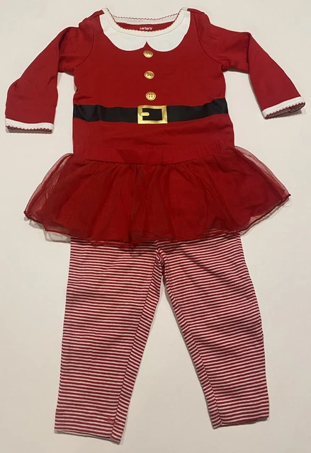 Carter's Baby Girls 2-Pc Christmas Santa Bodysuit Tutu Pants Set 6 Months