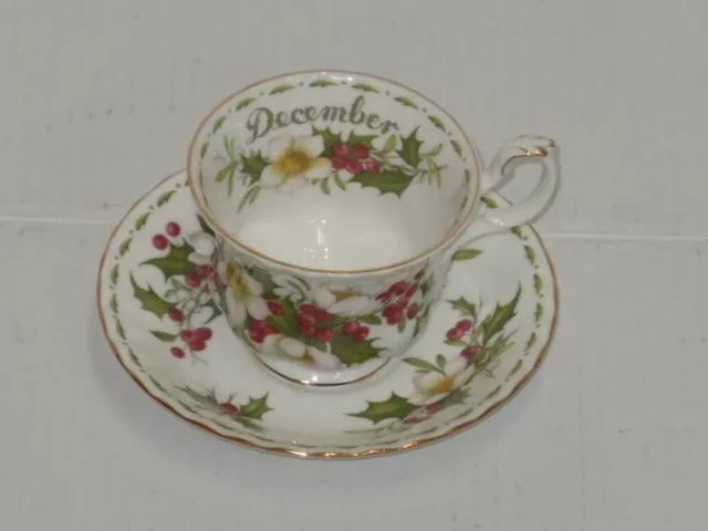 Vintage Royal Albert Christmas Rose December Flower Of The Month Cup & Saucer