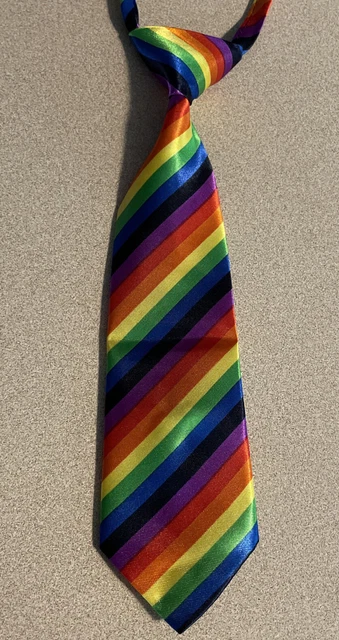 Dog Adjustable Neck Tie Rainbow Pride 9.5 Inches Long Easy Twist On Clip