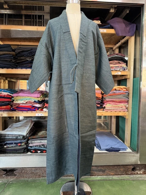 Giapponese Kimono Vintage Lana Abito Cardigan Grigio Autentico Uomo Spesso