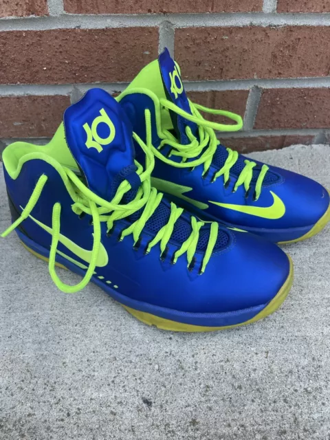 Nike KD V Big Kids 555641-404 Hyper Blue Volt  Size 7Y Blue Neon Yellow