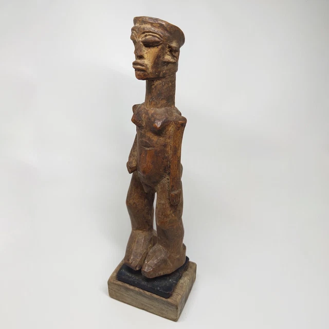African Vintage Colonial Baule Primitive Wood Statue Tribal Sculpture Tribe Art
