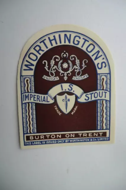 Grosses Neuwertiges Worthington Burton Imperial Is Stout Brauerei Bierflasche Etikett