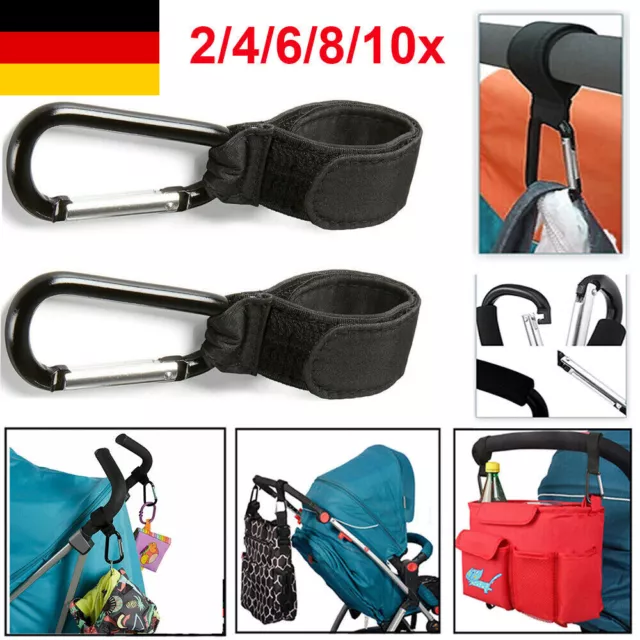 10er Set Kinderwagen Haken Karabinerhaken für Wickeltasche Wickelrucksack NYLON