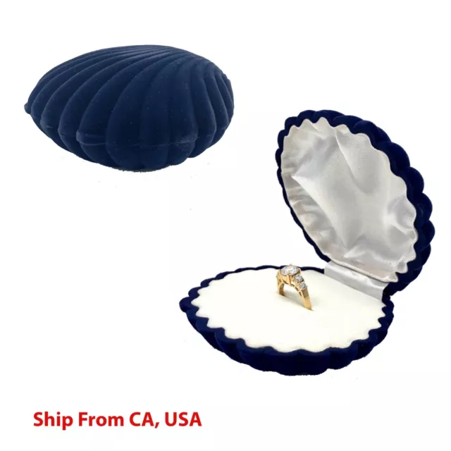 Ring Box | wedding proposal box | Sea Shell Ring jewelry Box | Ring Holder Blue