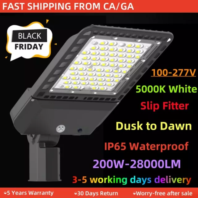 LED Parking Lot Light with Photocell, Outdoor Pole Lighting Street Area Shoebox