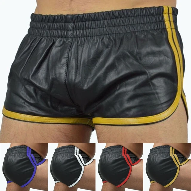 Pantaloncini uomo taglie forti stile punk in pelle slim fit pantaloni da moto
