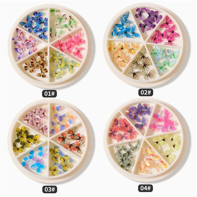 ongles Acrylique Strass Charmes à ongles 3D Mini papillon Décoration d'ongle 2