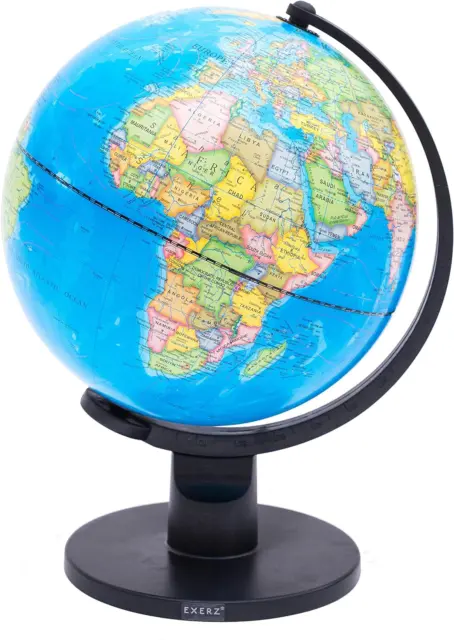 Exerz 25cm World Globe Educational Political Map Swivel Rotating Desk Top Globe