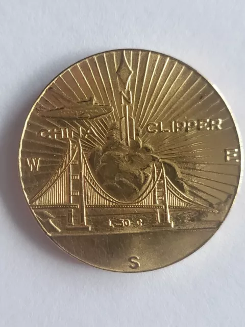 👍 1939 China Clipper San Francisco Golden Gate Exposition Coin