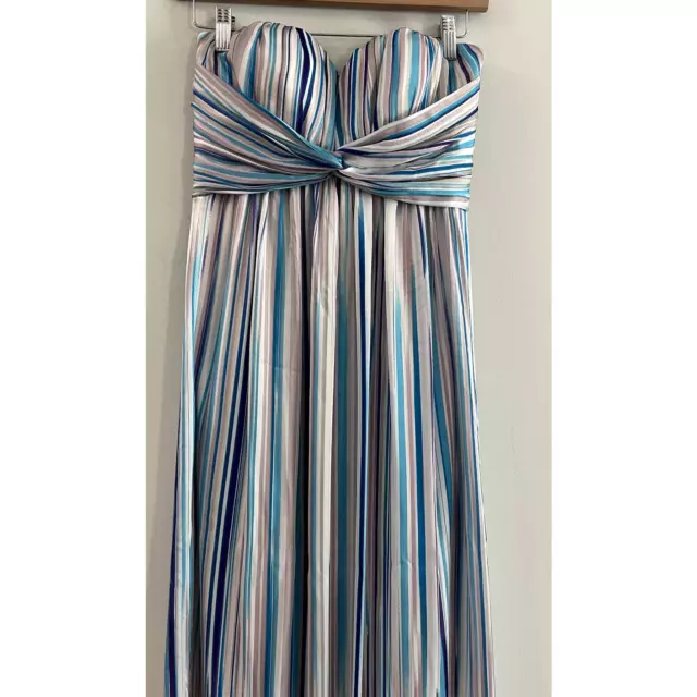 Jessica Simpson Womens Dress Medium Twisted Stripe Sweetheart Maxi Strapless 3