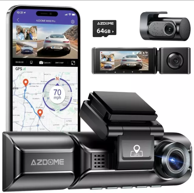 Azdome 3 Kanal 4K Dachcam Dual 1080P Auto Kamra GPS WiFi G Sensor