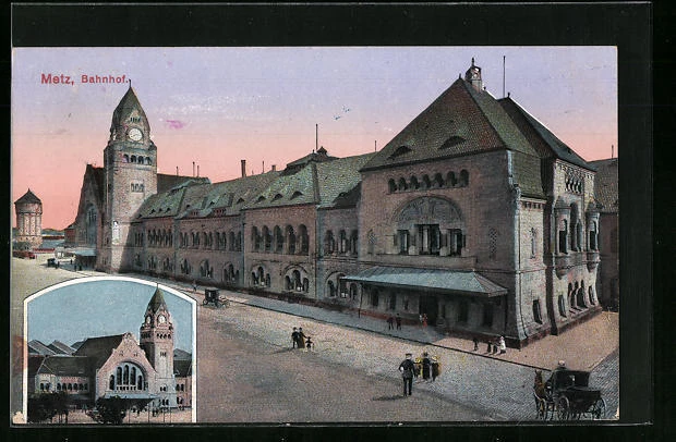 CPA Metz, view from rue am La Gare 1916