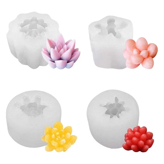 4 moldes de silicona para velas, plantas suculentas moldes de fundición de resina para Y8