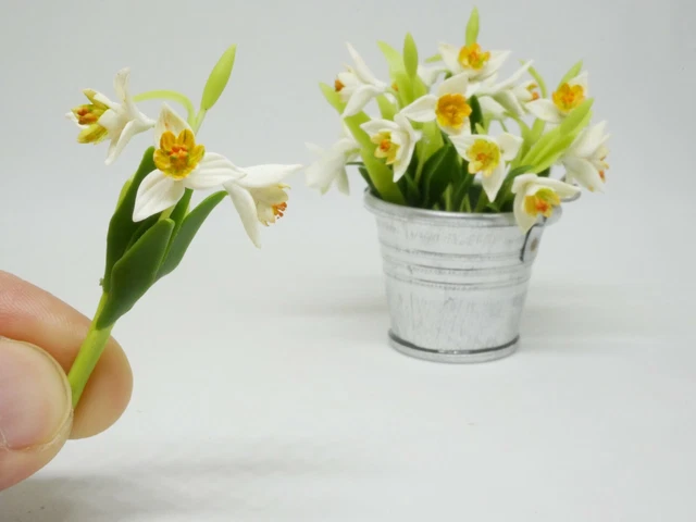 1 pc Miniature Snowdrop Flower Clay Dollhouse Handmade Decoration 1:12