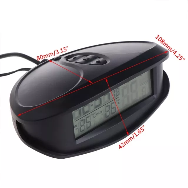 Auto Car LCD Digital Display Indoor Outdoor Meter Time Clock Alarm 2