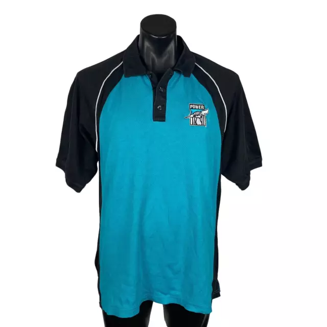 AFL Port Power Polo Shirt Port Adelaide Teal & Black Football S/S men's size XL