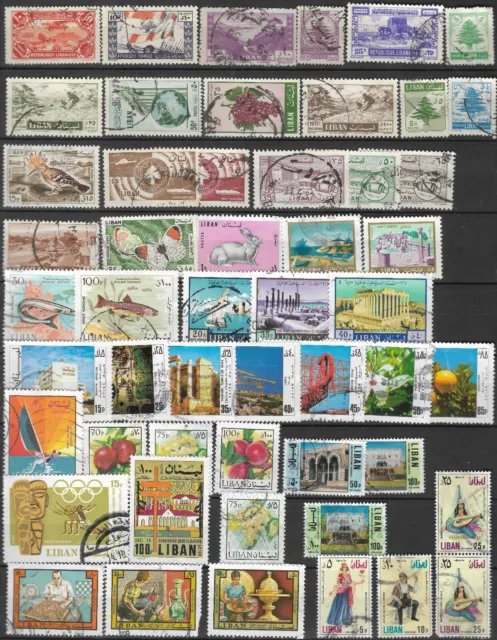 Libanon 50 Briefmarken gestempelt, alt und modern
