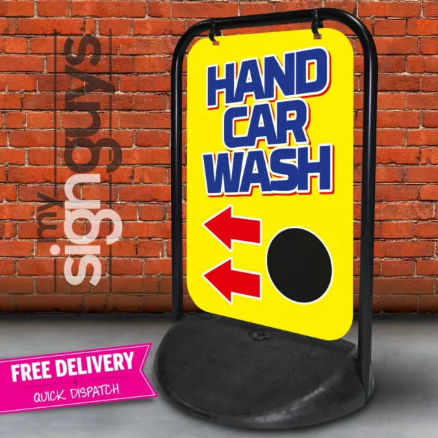 Hand Car Wash Swinger A board Pavement Sign Outdoor Aboard Advertising Garage