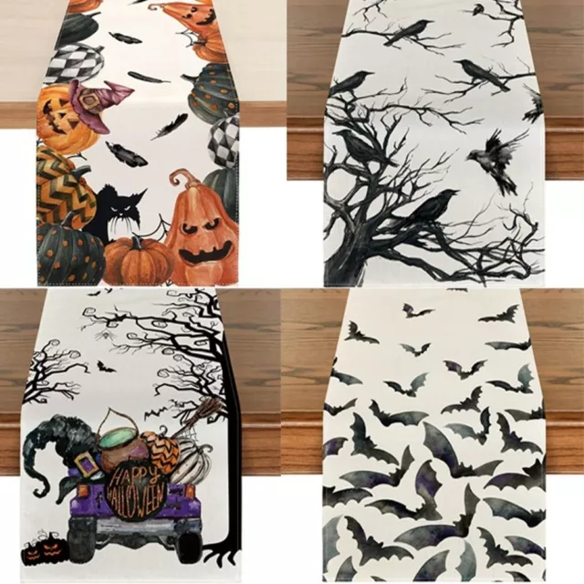 Pumpkin Ghost Table Runner Flax Table Cover Halloween Tablecloth  Halloween