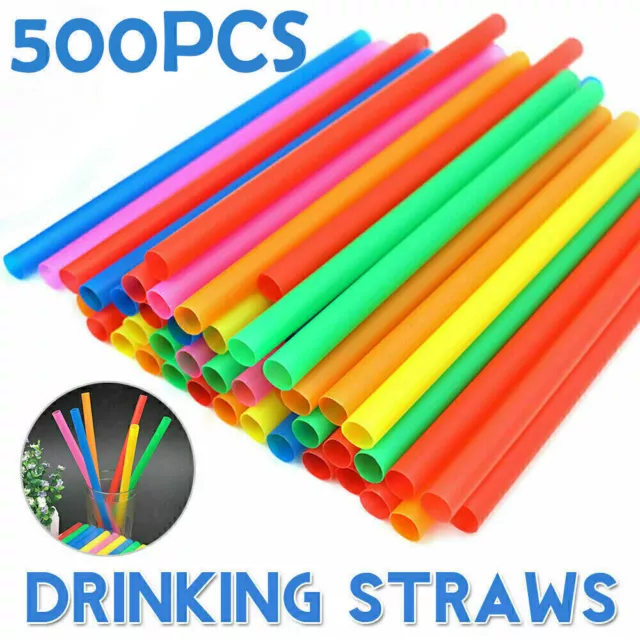 500x Disposable Straws Wide Fat Jumbo Boba Bubble Tea Smoothie Drinking Straws L