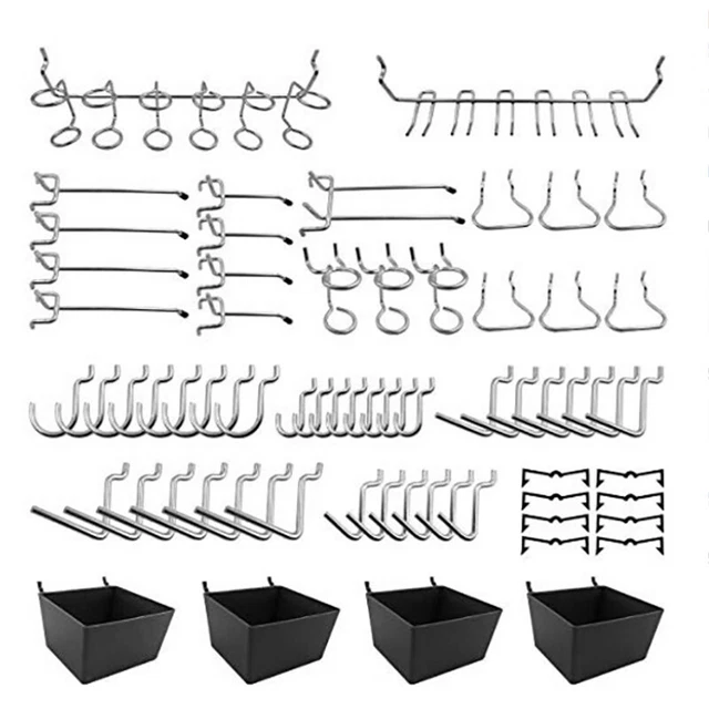 Ej.Life 114Pcs Pegboard Hooks Sortiment Mit Pegboard Bins, Peg Locks Metallhaken Heavy Duty Pegboard Zubehor Organizer Kit Fur Hangende Aufbewahrung 78057846 - View #4