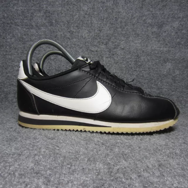 Nike Classic Cortez Leather Shoes Womens Size 7.5 Black White Sneaker 807471-010