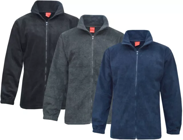 Mens Anti Pill Polar Fleece Jacket Plain Full Zip Winter Casual Work Wear XS-4XL