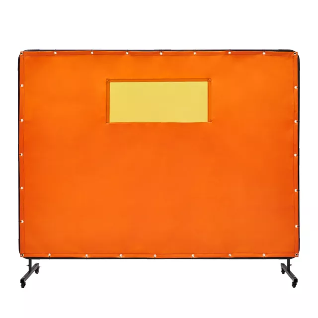 VEVOR Écran Rideau de Soudage avec Cadre sur 4 Roues et Fenêtre Orange 1,8x2,4 m