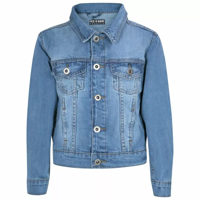 Kids Boys Designer Blue Denim Jeans Jackets Fashion Jacket Coat New Age 3-13 Yr