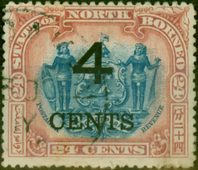 North Borneo 1899 4c Auf 24c Blau & See SG117b P.14 Fein Gebraucht
