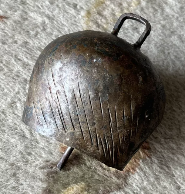 Antique Primitive Handmade Hand Forged Wrought Iron Sheep Cow Goat Bell Rusty