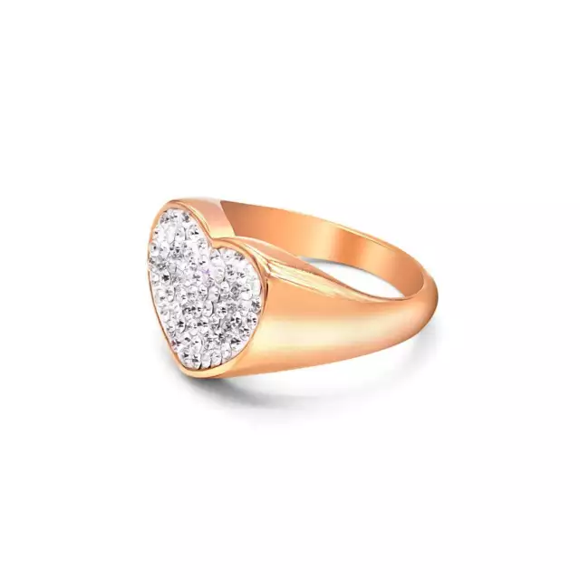 Ring Chevalier Heart Shape With Many Small Bright Zirconia For Pinky Finger. Ro