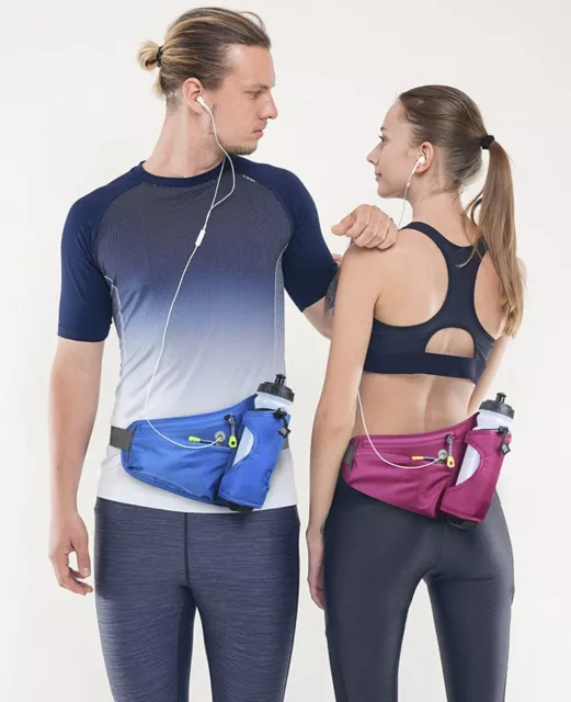 Belt Bag Waist Pack Bum Bags With Water Bottles Holder Sport Hydration Hiking AU 2