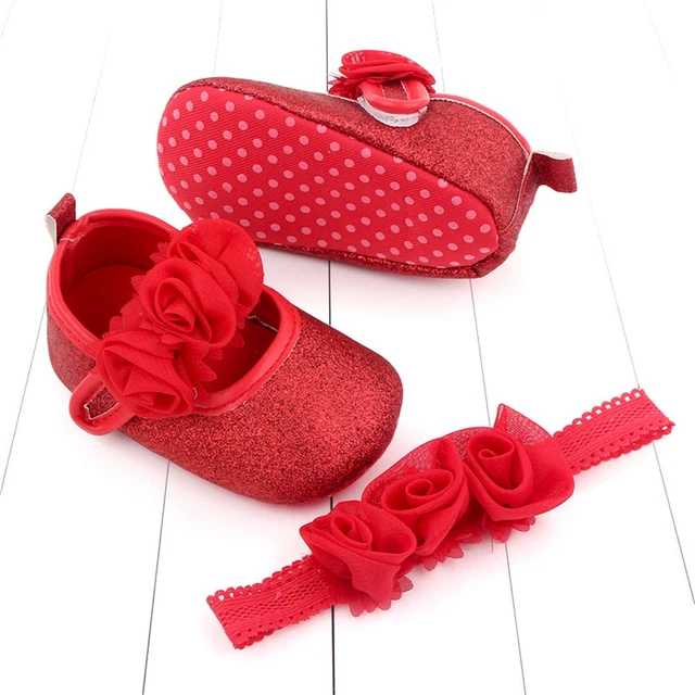 Scarpe scintillanti fascia principessa bambine fiori neonata 4