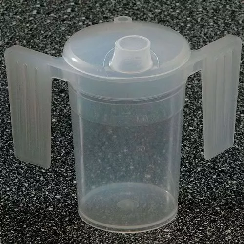Two Handled Plastic Feeding Cup With Spout - Adult Beaker - Drinking Aids