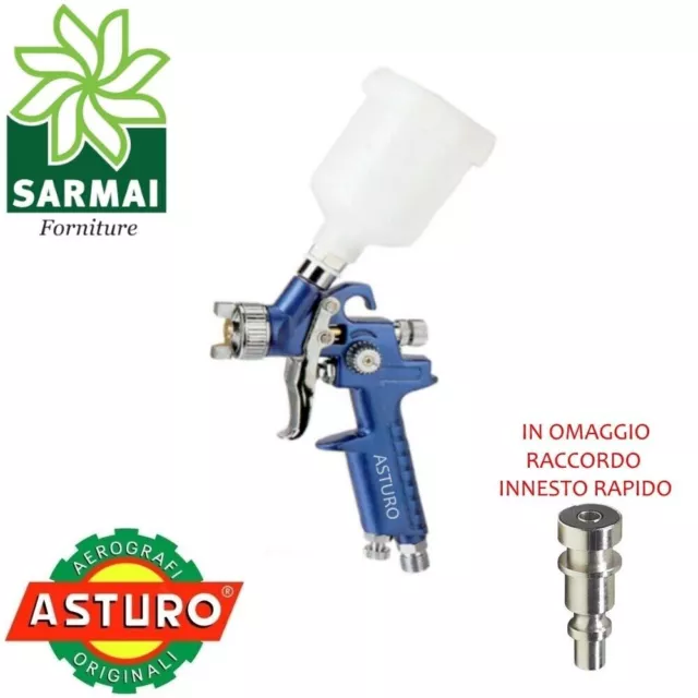 Mini Aerografo H-2000 ASTURO pistola verniciatura ad aria HVLP a gravità