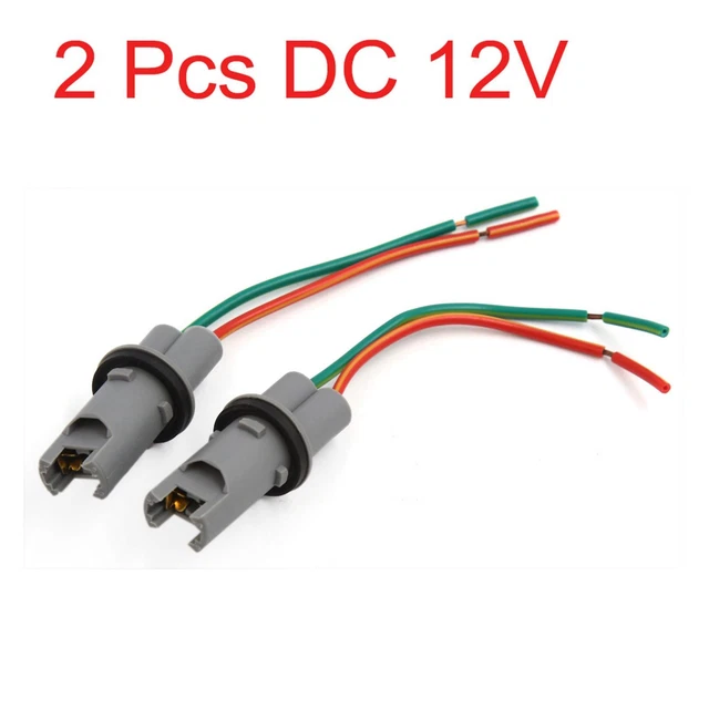 2pcs T15 Car Light Bulb Socket Extension LED Wedge Connector Wire Harness 12V
