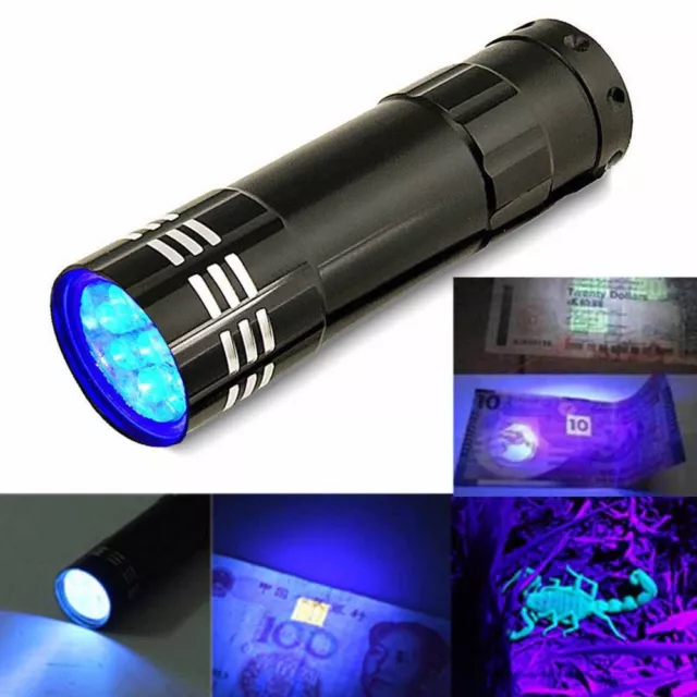 Portable Mini UV Ultra LED Zoom Flashlight Violet Purple Blacklight Torch Lamp S 2