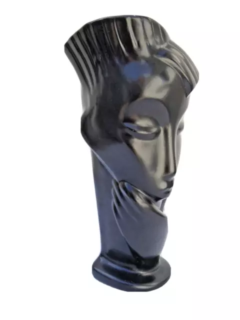 Vase anthropomorphe ceramique emaillée noire forme visage femme stylisé no dior