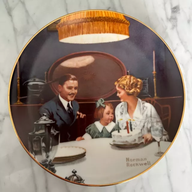 Norman Rockwell Collector's Plate w/ COA - The Birthday Wish - Edwin M. Knowles 2