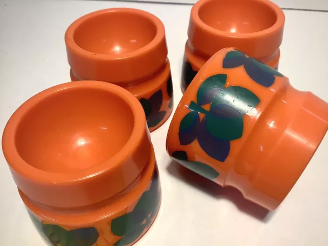 Vintage Emsa West German 1970s Stacking Orange Pattern Egg Cups X 4 2