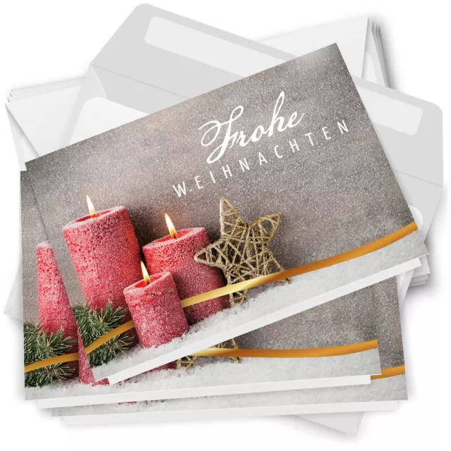 10 Weihnachtskarten Klappkarten Weihnachten mit Umschlag Frohe Weihnachten Kerze