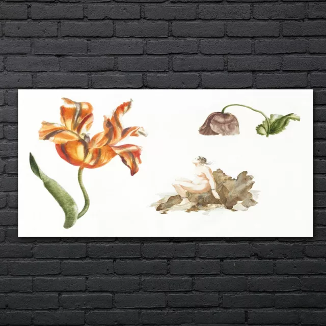 Malerei Blumen Antike Alte Kunst 140x70 Wandbild Druck auf Glas Glasbilder