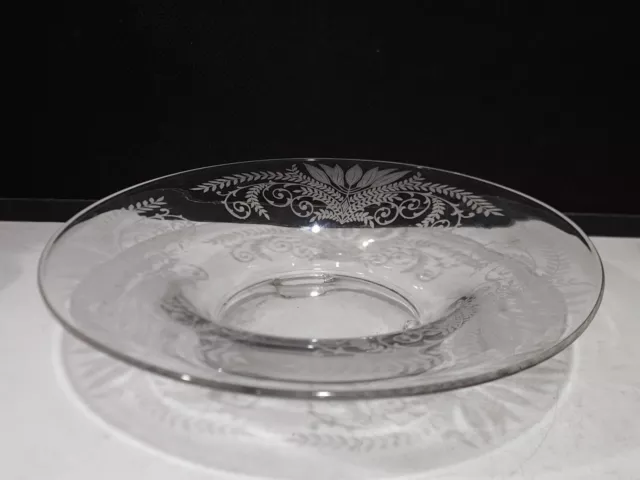 FOSTORIA Clear Glass Fern Etched 12.5” 3 Footed Console Bowl