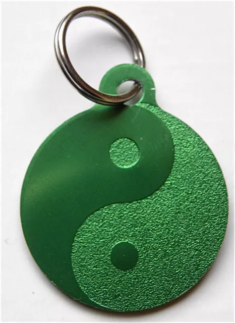 MEDAILLE gravée VERTE ying yang CHIEN collier harnais gravure offerte