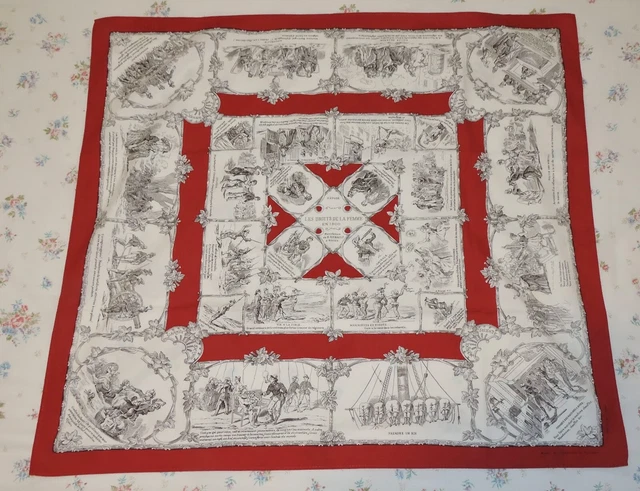 foulard mouchoir illustré Les Droits de la Femme en 1900 Rouen foulard mouchoir illustré Les Droits de la Femme en 1900 Rouen